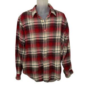 Ralph Lauren Shirt Plaid Flannel Button Up Classic Fit Red Green Men's XL